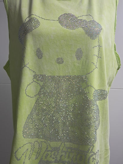 Neon Hellgrün Top mit Strass Motiv bis 46 tragbar