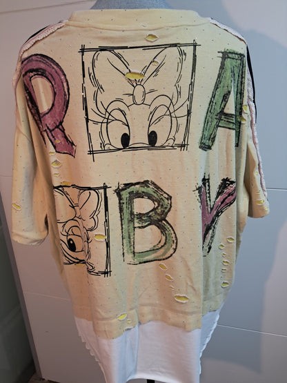 Feinstrick T-Shirt mit Cut Outs bis 48 tragbar