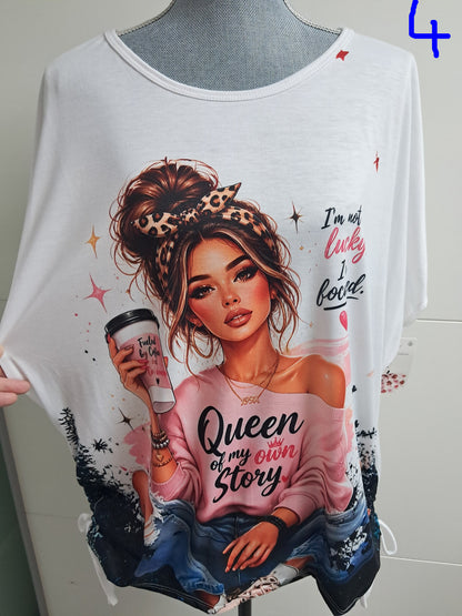 Weiche Viskose T-Shirt mit Motiv bis 46 tragbar