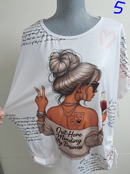 Weiche Viskose T-Shirt mit Motiv bis 46 tragbar
