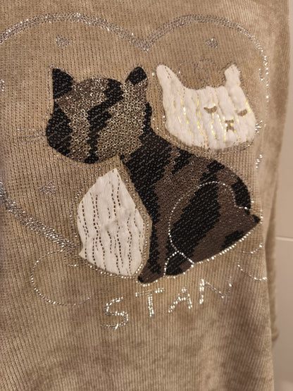 Feincord Pullover mit Pailletten und Strass