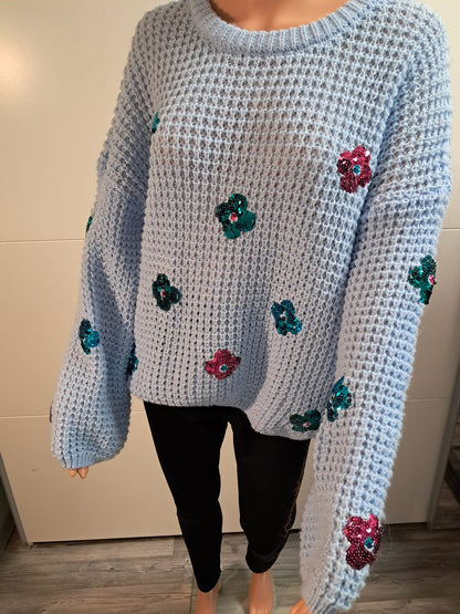 Grob Strick Pullover mit Pailletten