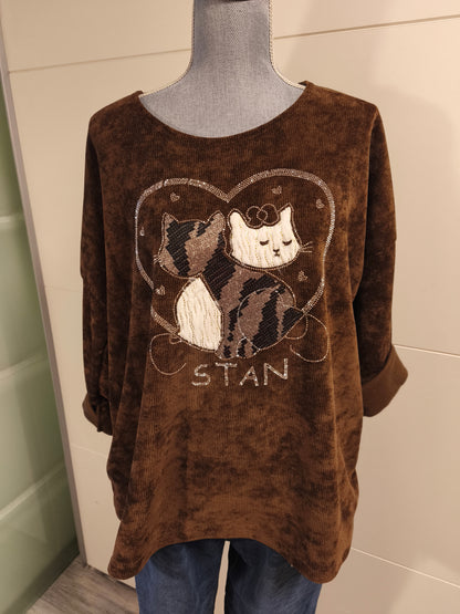 Feincord Pullover mit Pailletten und Strass