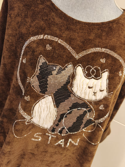 Feincord Pullover mit Pailletten und Strass