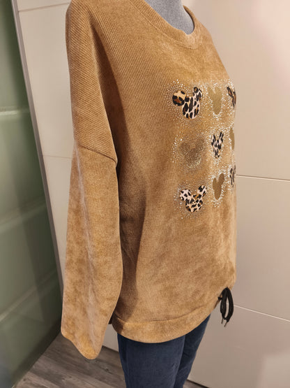 Feincord Maus Pullover mit Strass