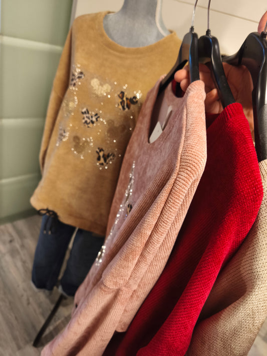 Feincord Maus Pullover mit Strass