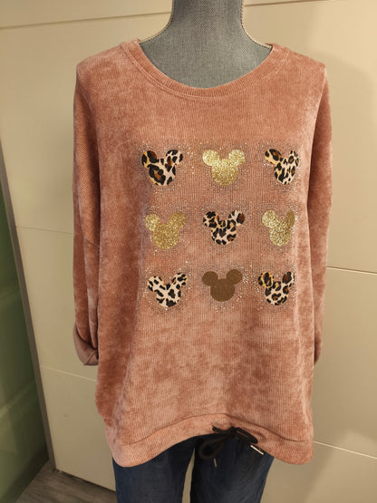 Feincord Maus Pullover mit Strass