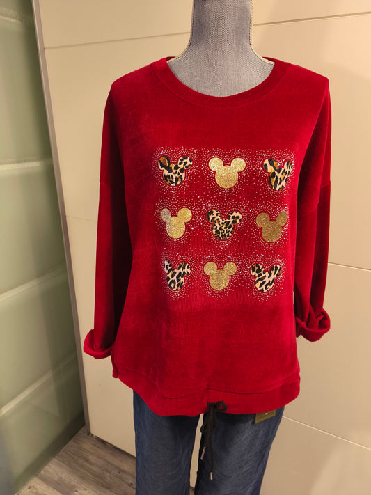 Feincord Maus Pullover mit Strass