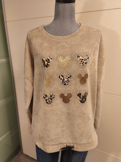 Feincord Maus Pullover mit Strass