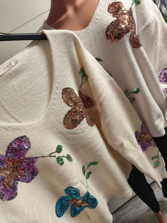 M&V Feinstrick Pullover mit Pailletten