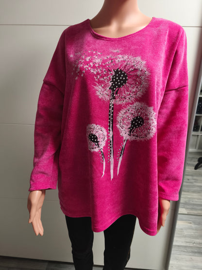 Feincord Pullover in Pink bis Gr. 44/46 tragbar