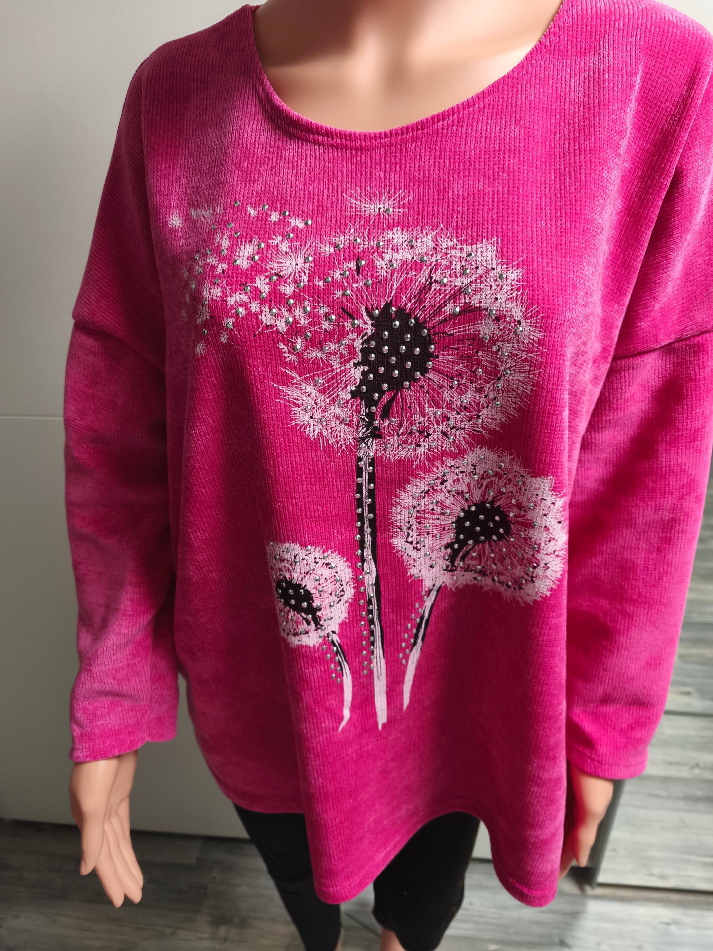 Feincord Pullover in Pink bis Gr. 44/46 tragbar