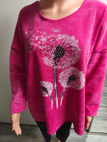 Feincord Pullover in Pink bis Gr. 44/46 tragbar