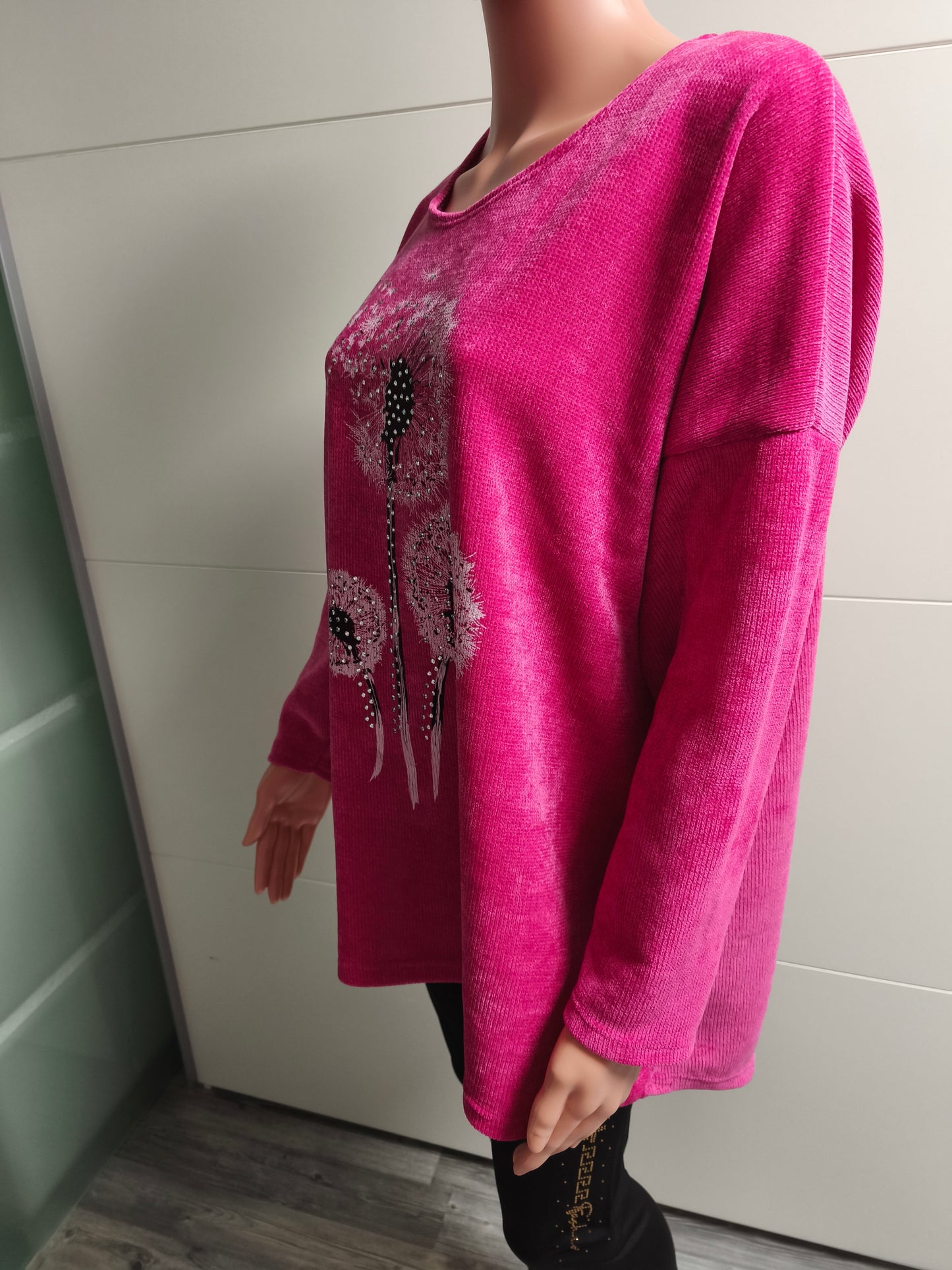 Feincord Pullover in Pink bis Gr. 44/46 tragbar