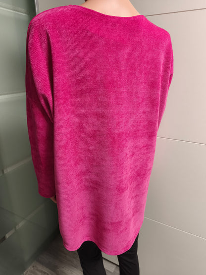 Feincord Pullover in Pink bis Gr. 44/46 tragbar