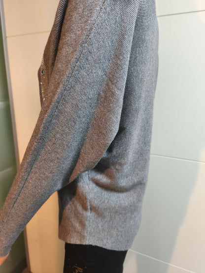 Feinstrick Pullover mit Strasssteinen bis 38 tragbar