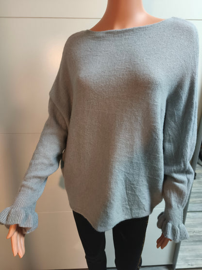 Feinstrick Pullover mit Volants bis 44 Tragbar