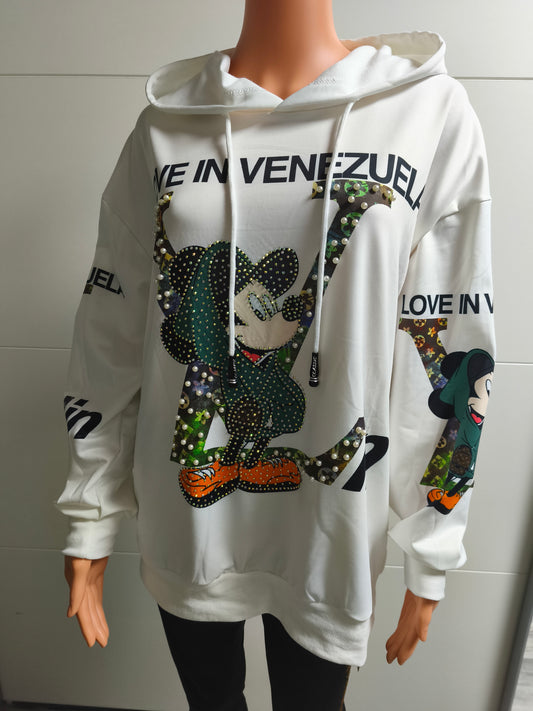 Rose Kapuzen Sweatshirt bis 44 tragbar