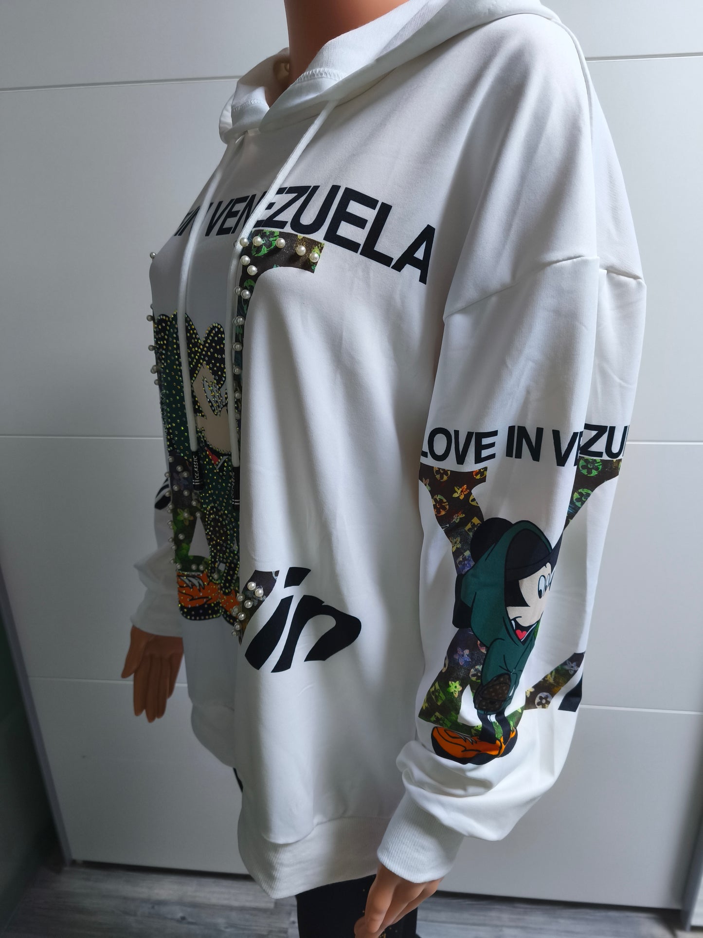 Rose Kapuzen Sweatshirt bis 44 tragbar