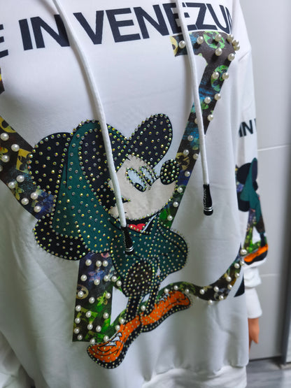 Rose Kapuzen Sweatshirt bis 44 tragbar