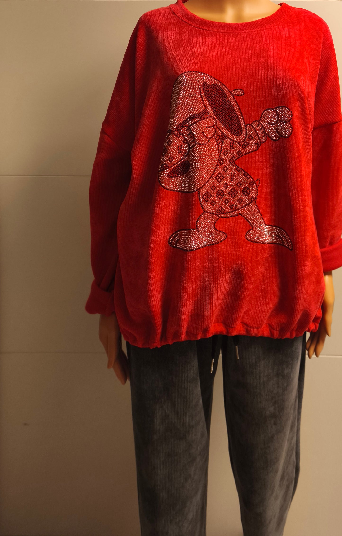 Feincord Pullover mit Strass bis 42/44 tragbar