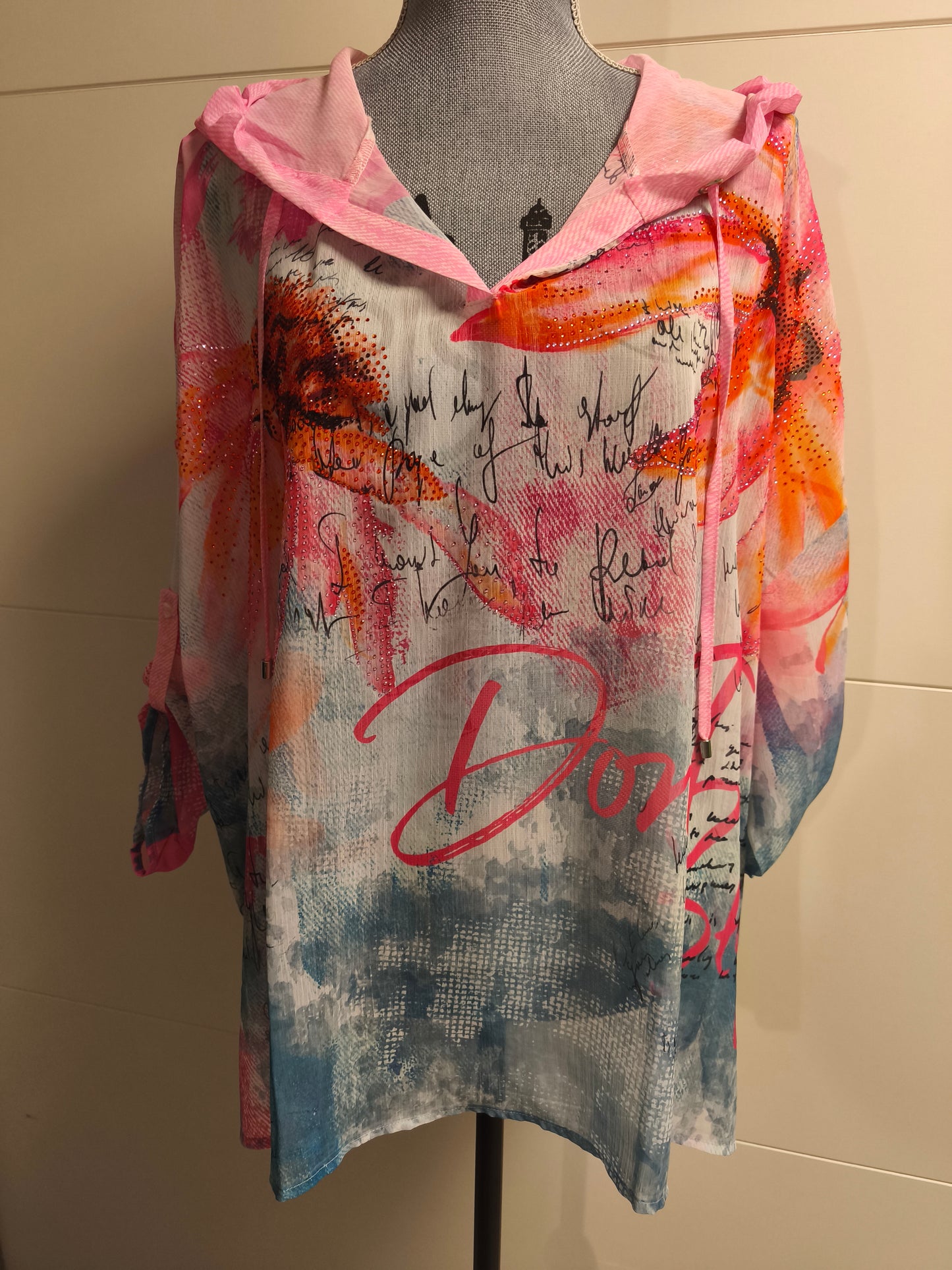 Missy Bluse mit Kapuze bis Gr. 46 locker tragbar