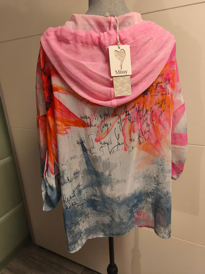 Missy Bluse mit Kapuze bis Gr. 46 locker tragbar