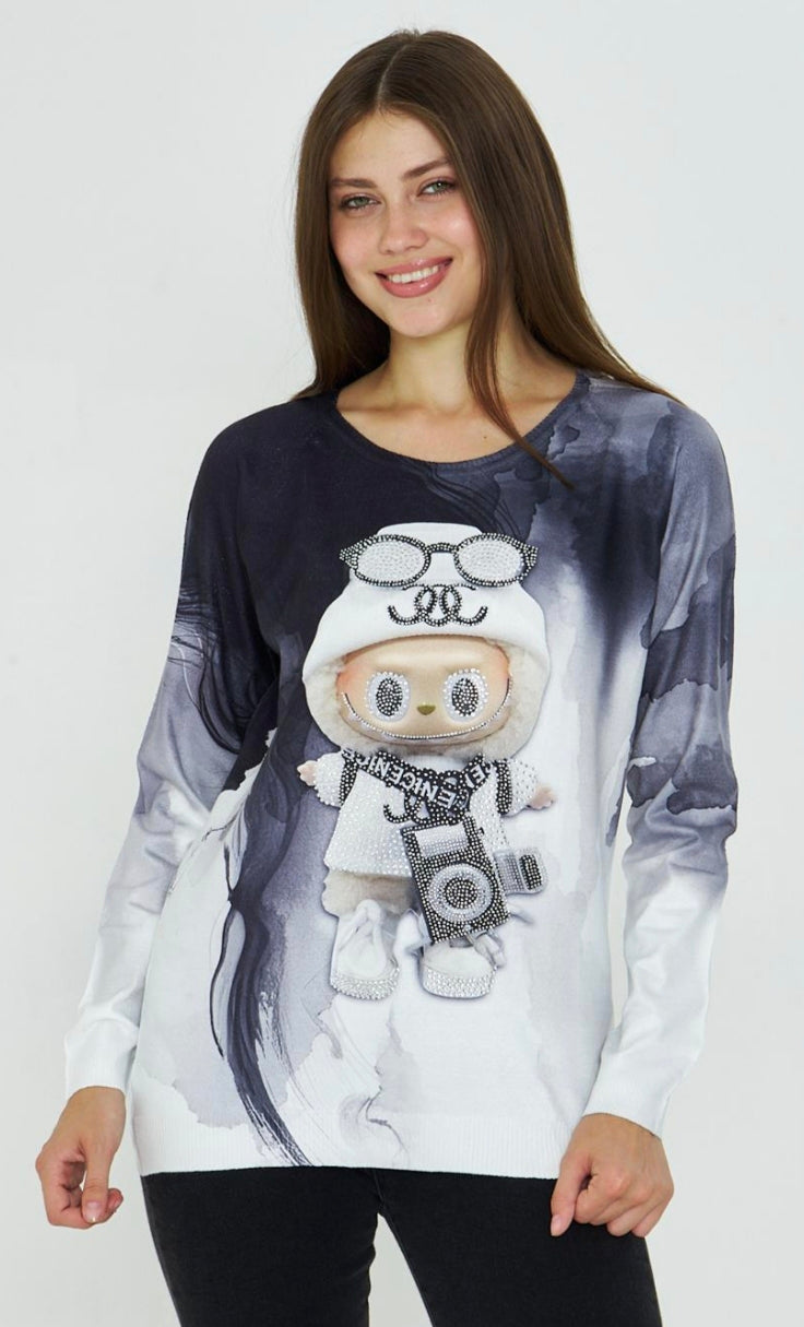 Missy Feinstrick Pullover mit Labubu