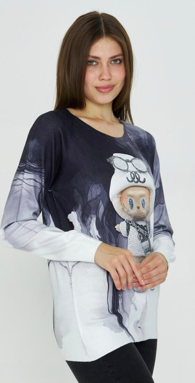 Missy Feinstrick Pullover mit Labubu