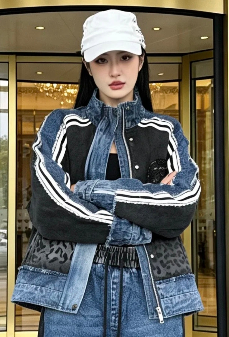 Teil Jeans Jacke mit Pailletten bis Gr. 46 tragbar