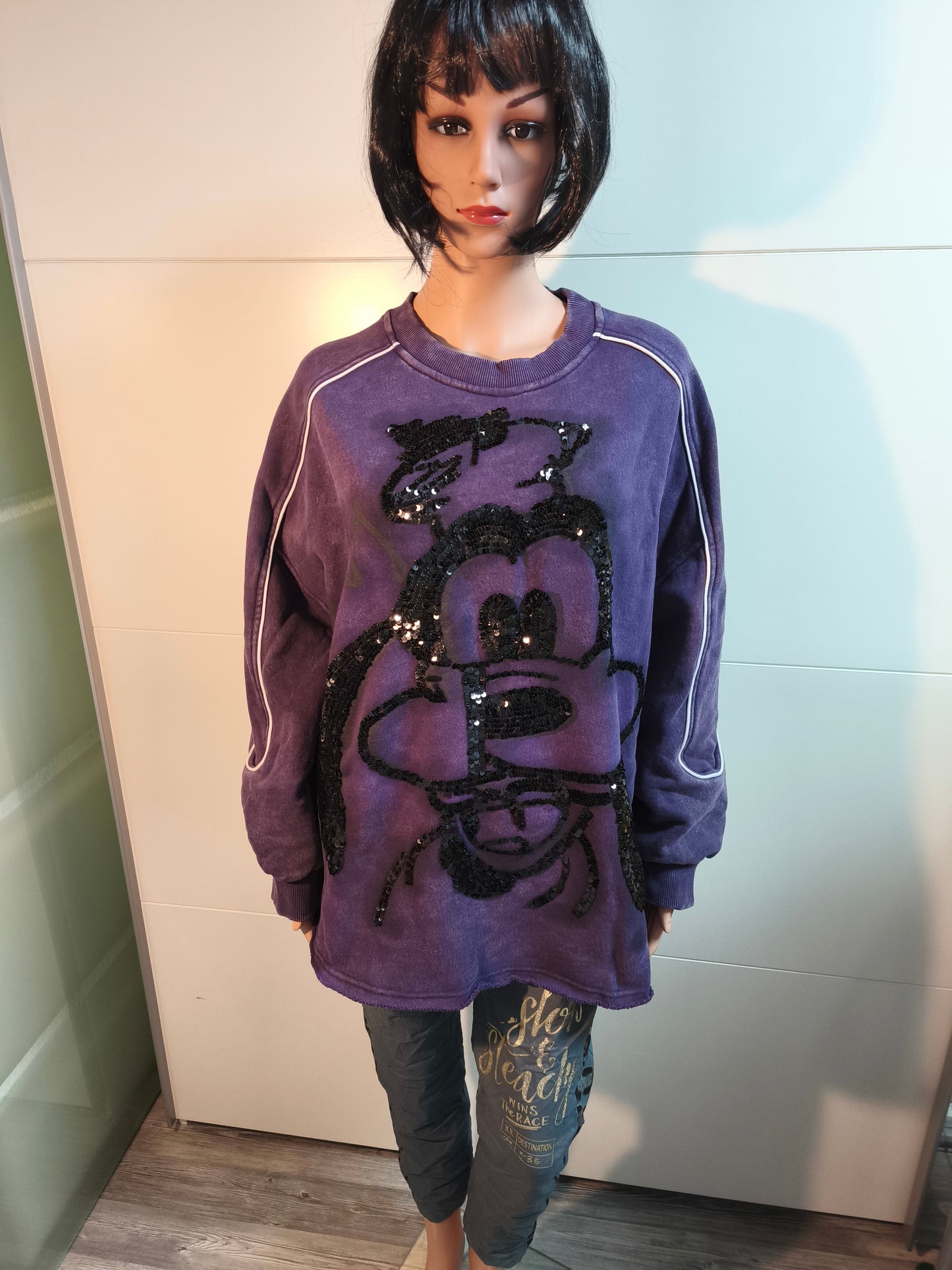 Dickes Sweatshirt Hund Motiv mit Pailletten bis Gr. 48 tragbar