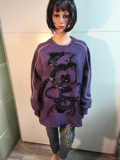 Dickes Sweatshirt Hund Motiv mit Pailletten bis Gr. 48 tragbar