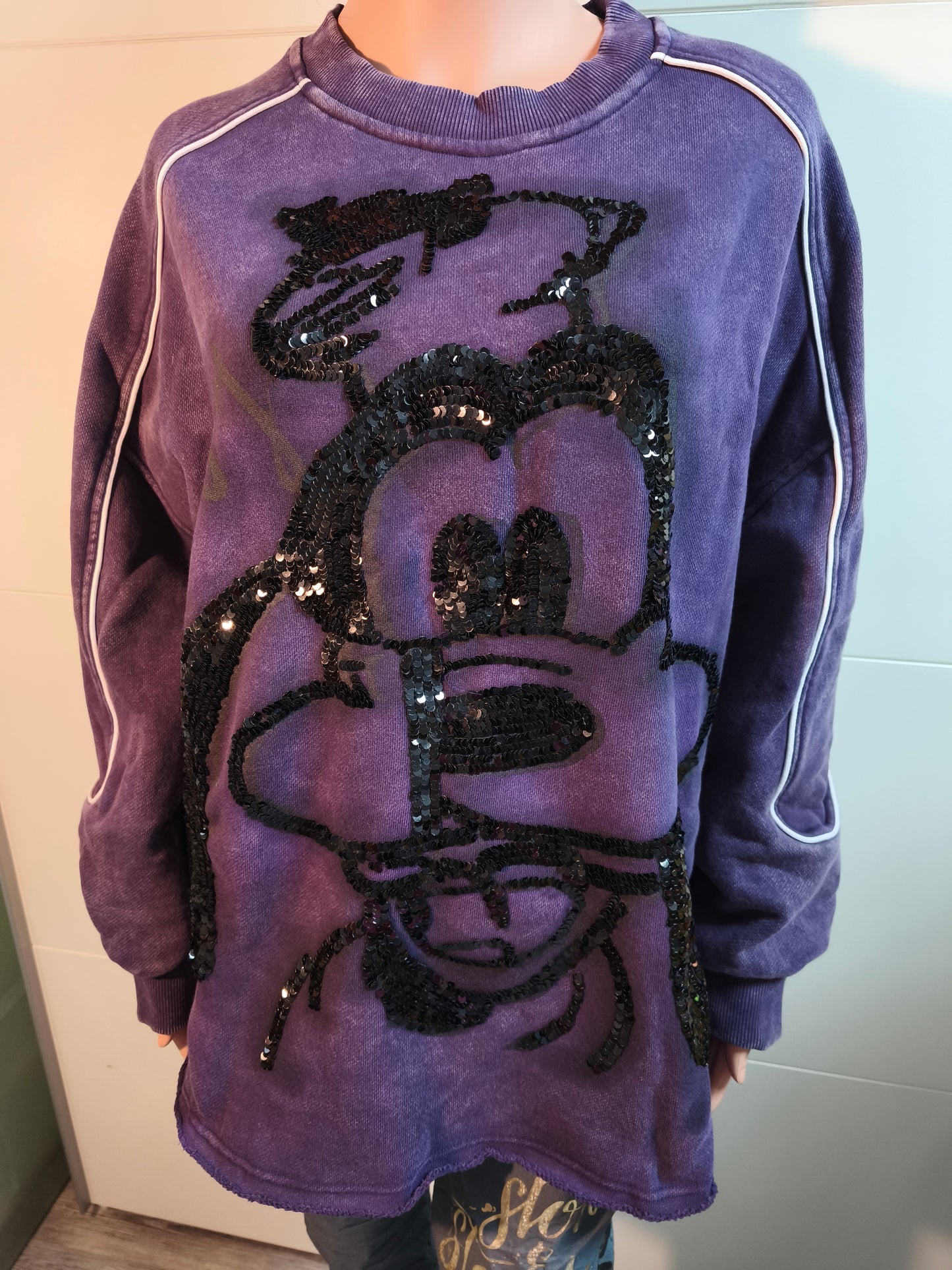 Dickes Sweatshirt Hund Motiv mit Pailletten bis Gr. 48 tragbar