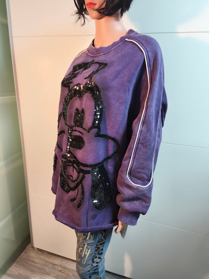 Dickes Sweatshirt Hund Motiv mit Pailletten bis Gr. 48 tragbar