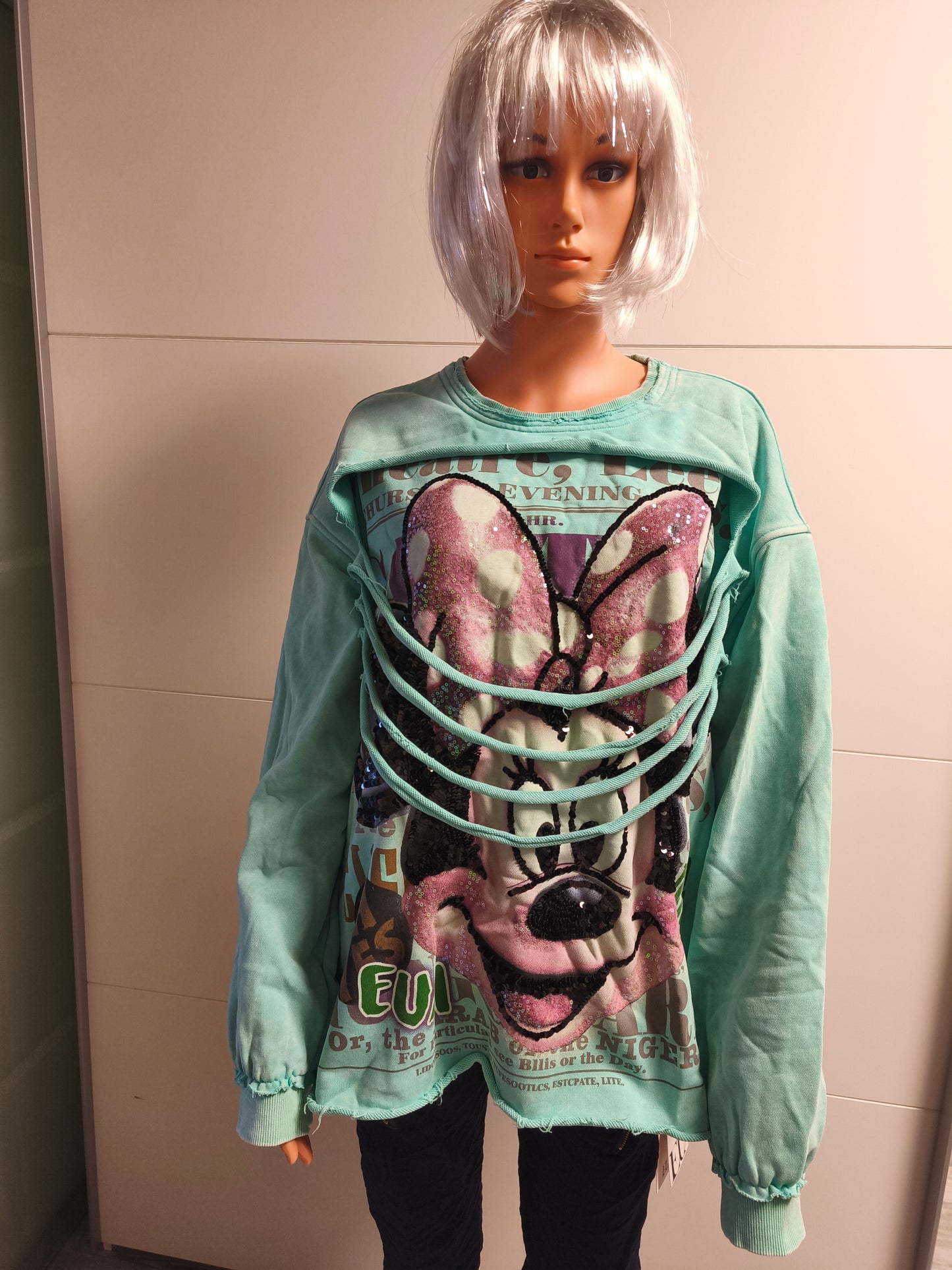 Leichtes Sweatshirt Motiv in Mint