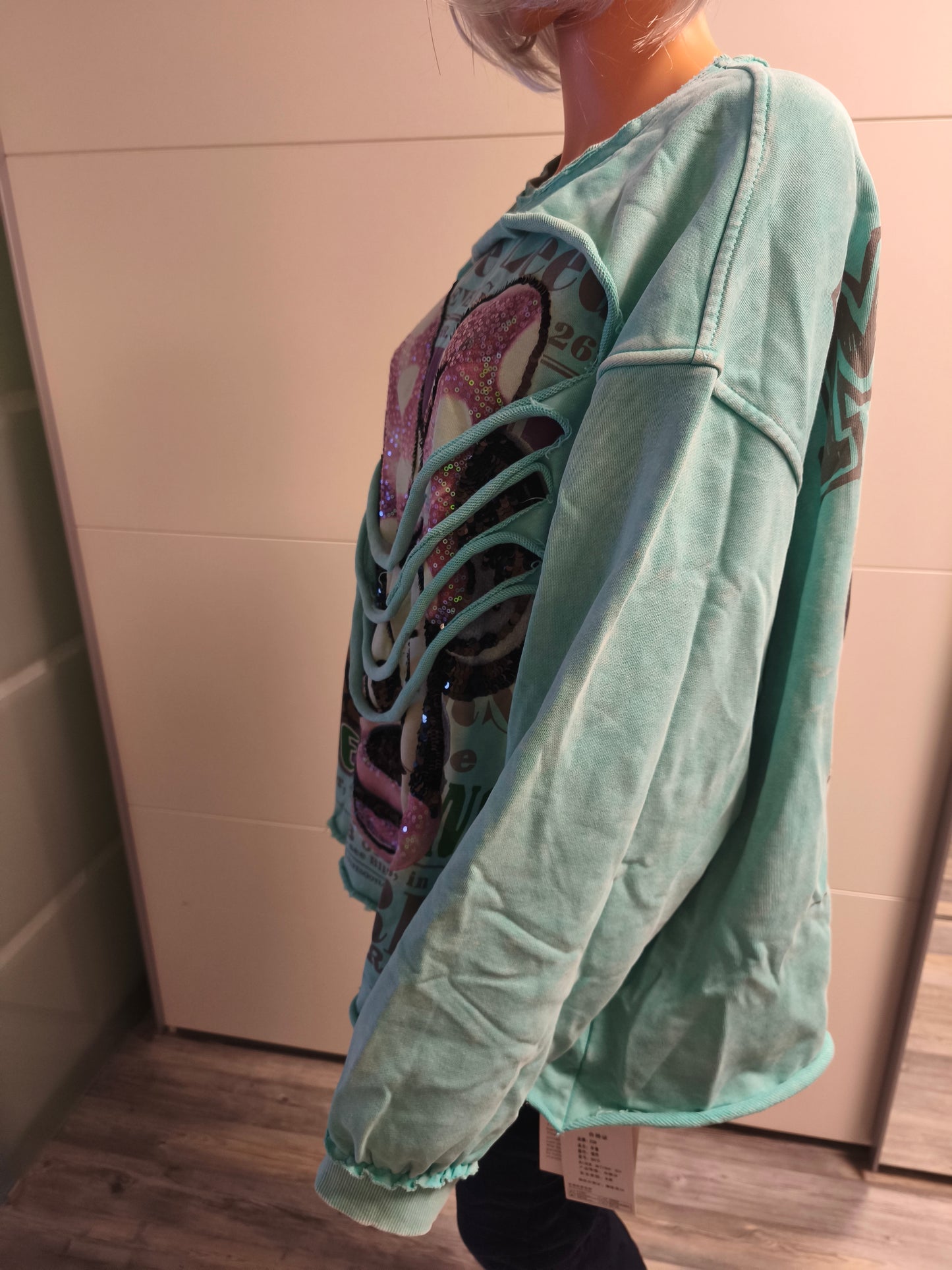 Leichtes Sweatshirt Motiv in Mint