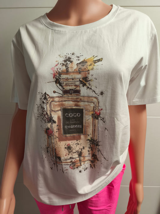 T-Shirt Parfüm mit Strass bis Größe 40 tragbar