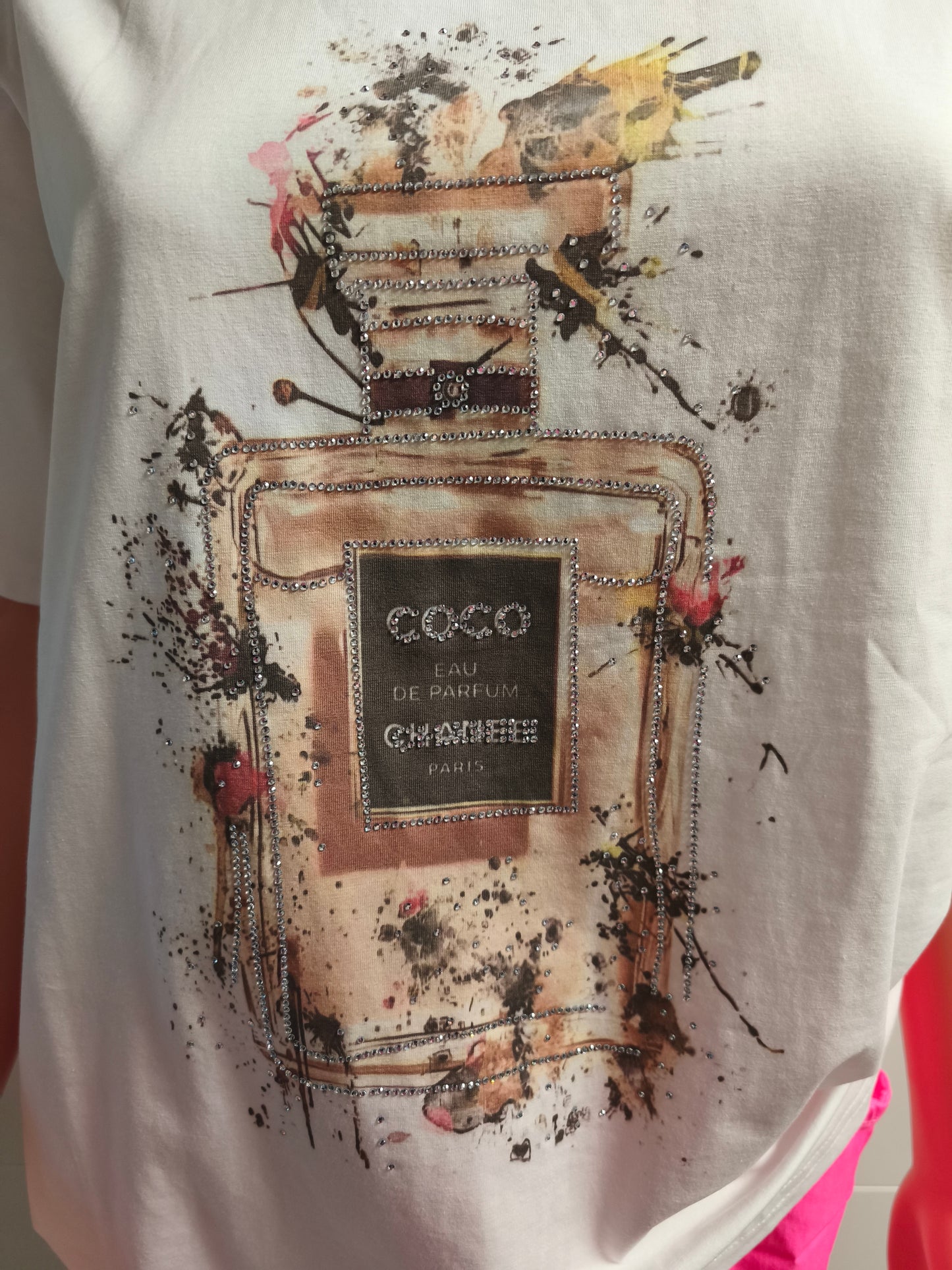 T-Shirt Parfüm mit Strass bis Größe 40 tragbar