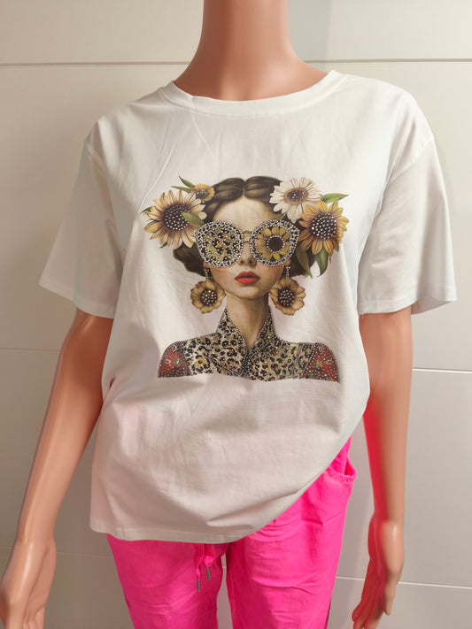 T-Shirt Frau mit Strass bis Größe 40 tragbar