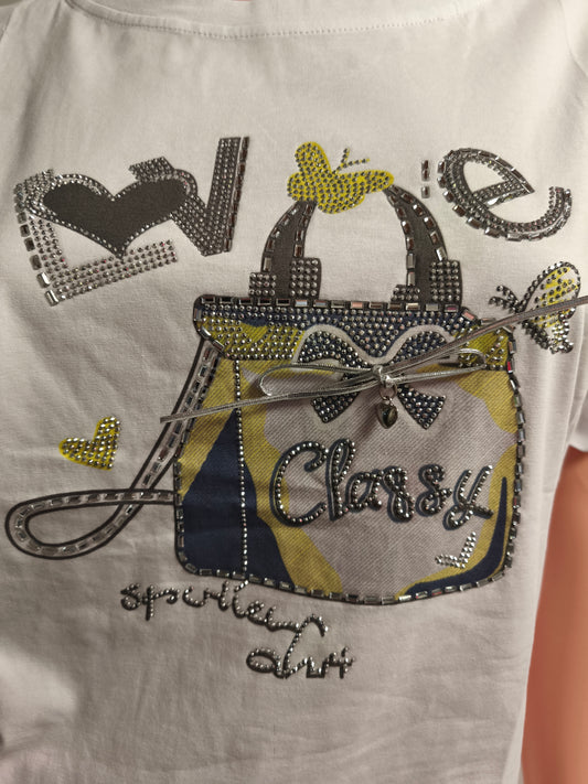 T-Shirt Tasche mit Strass und Schleife bis Größe 40