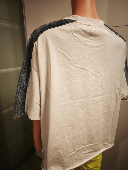 T-Shirt mit Jeansanteil und Pailletten bis Größe 46 tragbar