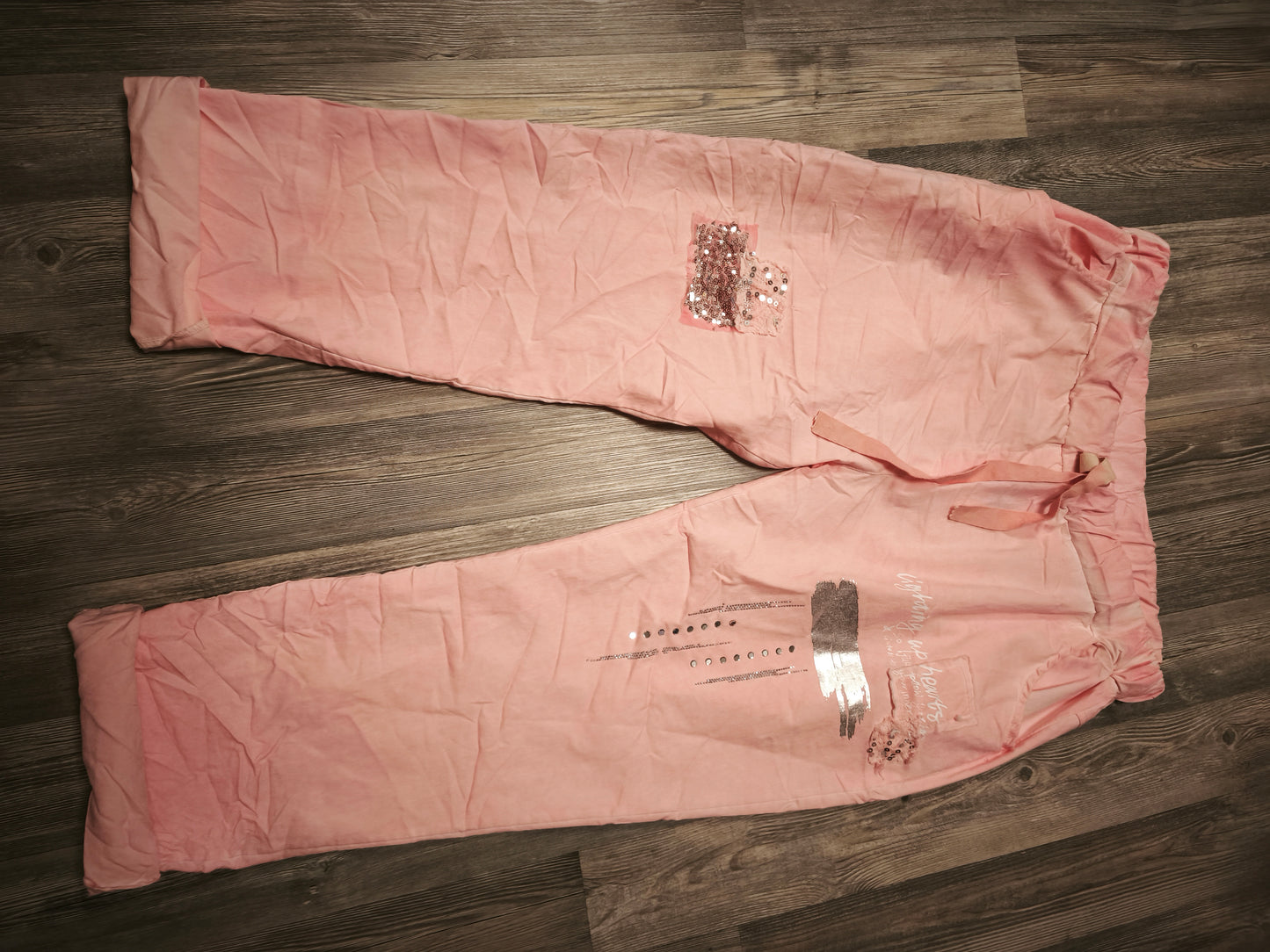 Bequeme Stretch Hose mit Strass/Pailletten bis Gr. 48/50 tragbar