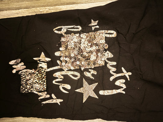 Bequeme Stretch Hose mit Strass/Pailletten bis Gr. 48/50 tragbar