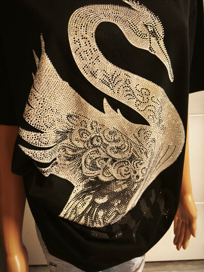 T-Shirt mit Strass Motiv und Schriftzug bis 46 tragbar