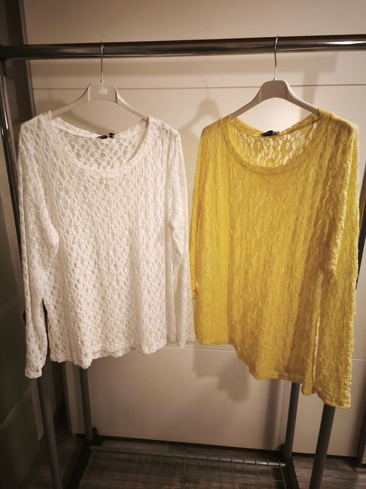 Langarm Spitzen Shirt bis 44/46 tragbar