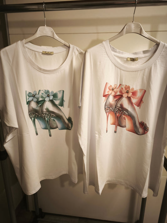 T-Shirt mit Motiv und Strasssteinen bis 48 tragbar