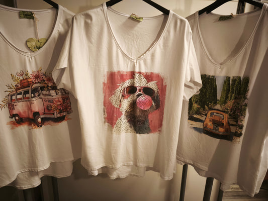 T-Shirt  mit Druck und Strasssteinen bis 44/46 tragbar