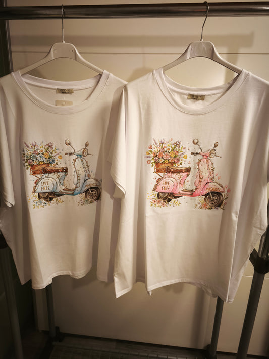 T-Shirt mit Druck und Strasssteinen bis 48 tragbar