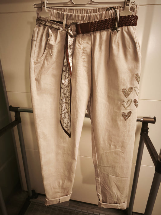 Stretch Hose mit Gürtel bis 44 tragbar