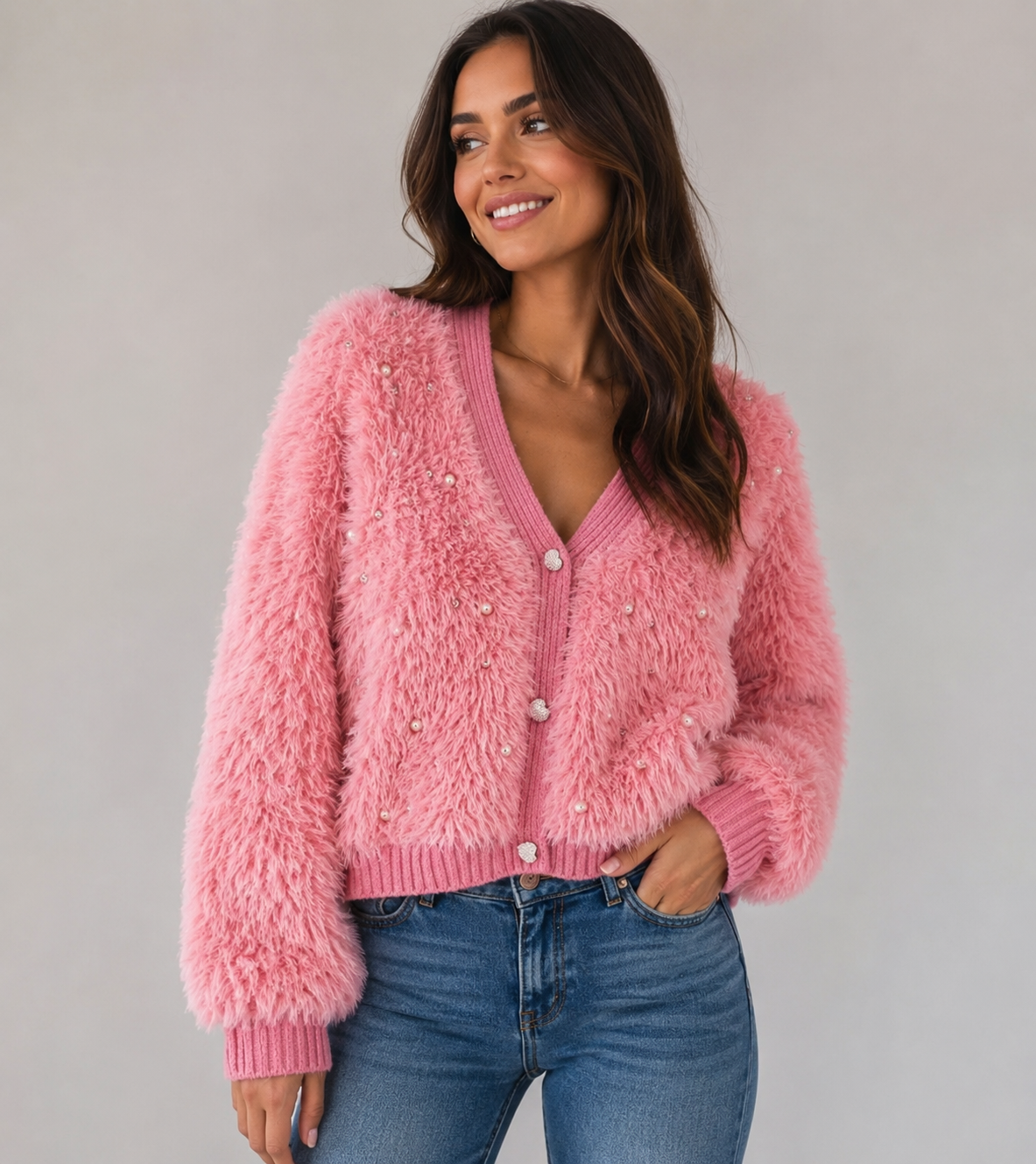 Flauschig weicher Strick Pullover/Jacke